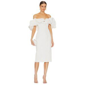 Line & Dot Samara Dress in Off White Small New Womens Ruffle Midi Cocktail Bride
